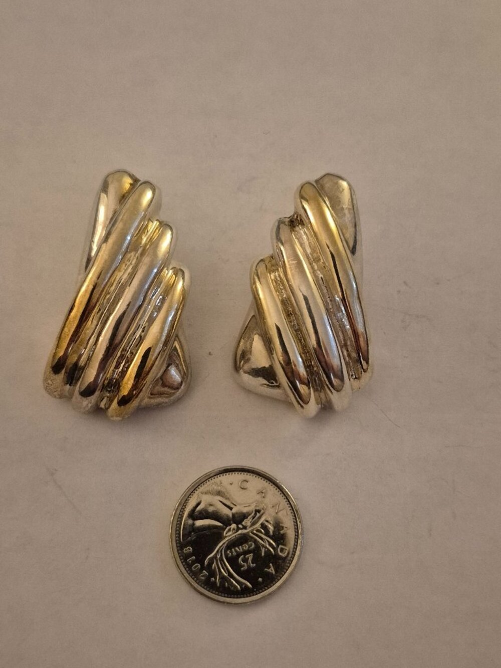VTG 80s Israel Sterling Silver Electroform Statement Earrings Signed GW 24g